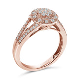 14K Rose Gold Plated .925 Sterling Silver 1/2 Cttw Pave Diamond Halo Cluster Split Shank Cocktail Ring (I-J Color, I1-I2 Clarity)-3 thumbnail 4