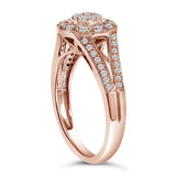 14K Rose Gold Plated .925 Sterling Silver 1/2 Cttw Pave Diamond Halo Cluster Split Shank Cocktail Ring (I-J Color, I1-I2 Clarity)-4 thumbnail 5