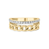 10K Yellow Gold 1/5 Cttw Diamond Cuban Link Ring Band (I-J Color, I2-I3 Clarity)-0 thumbnail 1