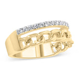 10K Yellow Gold 1/5 Cttw Diamond Cuban Link Ring Band (I-J Color, I2-I3 Clarity)-3 thumbnail 4