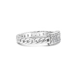 .925 Sterling Silver 1/5 Cttw Diamond ID and Cuban Link Band Ring (I-J Color, I2-I3 Clarity)-1 thumbnail 2