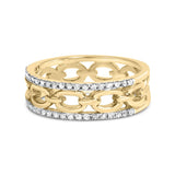 10K Yellow Gold 1/5 Cttw Diamond Two Row Cuban Link Ring-1 thumbnail 2