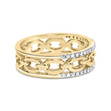 10K Yellow Gold 1/5 Cttw Diamond Two Row Cuban Link Ring-3 thumbnail 4