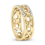 10K Yellow Gold 1/5 Cttw Diamond Two Row Cuban Link Ring-4 thumbnail 5