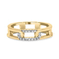10K yellow gold paperclip band ring with diamond accent stones