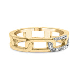 10K Yellow Gold Diamond Accent Paperclip Band Ring (I-J Color, I2-I3 Clarity)-1 thumbnail 2