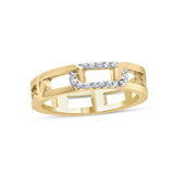 10K Yellow Gold Diamond Accent Paperclip Band Ring (I-J Color, I2-I3 Clarity)-3 thumbnail 4