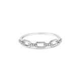 925 sterling silver paperclip band ring with flush-set diamond accents thumbnail 1