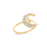 10K Yellow Gold 1/10 Cttw Diamond Crescent Moon Ring (I-J Color, I1-I2 Clarity)-3 thumbnail 4