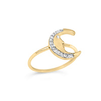 10K Yellow Gold 1/10 Cttw Diamond Crescent Moon Ring (I-J Color, I1-I2 Clarity)