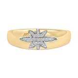 18K Yellow Gold 1/10 Cttw Diamond Star Burst Inlay Ring-0 thumbnail 1