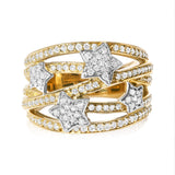 18K Yellow Gold Plated .925 Sterling Silver 3/4 Cttw Diamond Star and Galaxy Ring Band-0 thumbnail 1