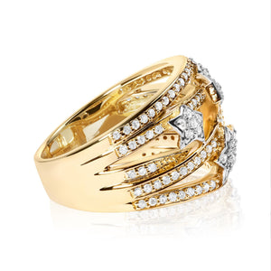 18K Yellow Gold Plated .925 Sterling Silver 3/4 Cttw Diamond Star and Galaxy Ring Band-1