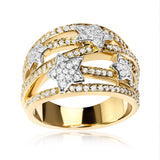18K Yellow Gold Plated .925 Sterling Silver 3/4 Cttw Diamond Star and Galaxy Ring Band-3 thumbnail 4