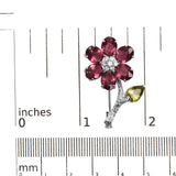 18K White Gold 1/3 Cttw Diamond, Pink Tourmaline, and Green Peridot Flower and Leaf Tulip Brooch Pin (H-I Color, VS2-SI1)-4 thumbnail 5