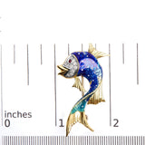 18K Yellow Gold and Blue Enamel Diamond and Pink Sapphire Fish Brooch Pin (H-I Color, VS2-SI1 Clarity)-4 thumbnail 5
