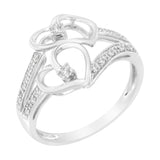 14KT White Gold 1/10 cttw Diamond Twin Heart Ring-3 thumbnail 4