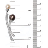 18K White Gold 3/5 Cttw Diamond and Cultured South Sea Black and White Pearl Brooch Pin (H-I Color, VS1-VS2 Clarity)-4 thumbnail 5