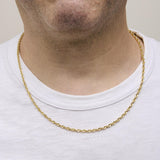 Men's Solid 10K Yellow Gold 3.2mm Light Rope Chain Necklace-2 thumbnail 3