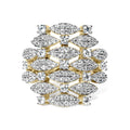 14K yellow gold geometric stacked cocktail ring with round diamond stones