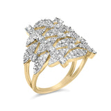 14K Yellow Gold 1.0 Cttw Diamond Geometric Stacked Open Cocktail Ring (I-J Color, I1-I2 Clarity)-3 thumbnail 4