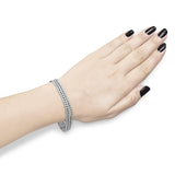 18K White Gold 5.00 Cttw Natural Diamond 3 Row Link Tennis Bracelet (G-H Color, VS1-VS2 Clarity) - 7.25