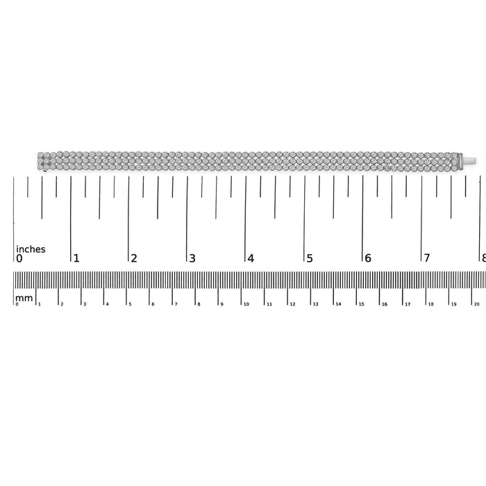 18K White Gold 5.00 Cttw Natural Diamond 3 Row Link Tennis Bracelet (G-H Color, VS1-VS2 Clarity) - 7.25
