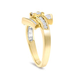 14K Yellow Gold 1.0 Cttw Princess Diamond Geometric Cocktail Ring-4 thumbnail 5