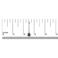 18K White Gold 1 3/5 Cttw Diamond and 7X5 MM Pear Shaped Blue Sapphire 1 1/3 Inch Drop and Dangle Halo Earrings (G-H Color, VS1-VS2 Clarity)
