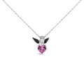 Sterling Silver Diamond Accent & Created Pink Sapphire Angel Heart Pendant Necklace-0