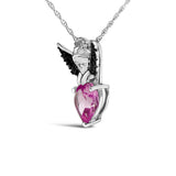 Sterling Silver Diamond Accent & Created Pink Sapphire Angel Heart Pendant Necklace-3 thumbnail 4