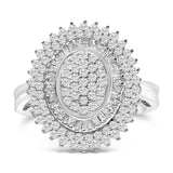 Sterling Silver 2.0 Cttw Diamond Oval Halo Cocktail Ring-0 thumbnail 1
