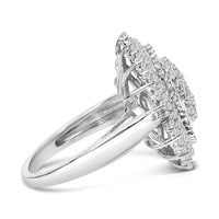 Sterling Silver 2.0 Cttw Diamond Oval Halo Cocktail Ring