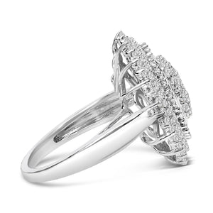 Sterling Silver 2.0 Cttw Diamond Oval Halo Cocktail Ring-1