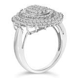 Sterling Silver 2.0 Cttw Diamond Oval Halo Cocktail Ring-3 thumbnail 4