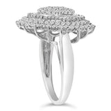 Sterling Silver 2.0 Cttw Diamond Oval Halo Cocktail Ring-4 thumbnail 5