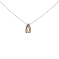 925 tri-tone sterling silver necklace with white and brown diamond stones