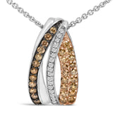 Tri Tone Sterling Silver 1/2 Cttw White and Brown Diamond Pendant Necklace-1 thumbnail 2