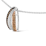 Tri Tone Sterling Silver 1/2 Cttw White and Brown Diamond Pendant Necklace-3 thumbnail 4