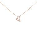14k Rose Gold Plated Silver 1/10 Cttw Diamond Open Heart Pendant Necklace-0
