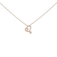 14k Rose Gold Plated Silver 1/10 Cttw Diamond Open Heart Pendant Necklace