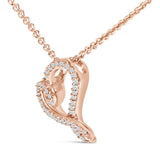 14k Rose Gold Plated Silver 1/10 Cttw Diamond Open Heart Pendant Necklace-3 thumbnail 4