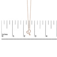 14k Rose Gold Plated Silver 1/10 Cttw Diamond Open Heart Pendant Necklace