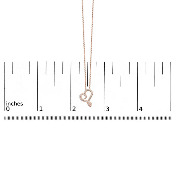 14k Rose Gold Plated Silver 1/10 Cttw Diamond Open Heart Pendant Necklace