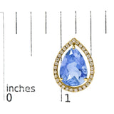 18K Yellow Gold 9x13 MM Blue Flourite Pear Halo Stud Earrings 1/2 Cttw Diamond-4 thumbnail 5