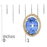 18K Yellow Gold 11x14MM Blue Fluorite Oval Stud Earrings with 1/2 Cttw Diamond Halo-4 thumbnail 5