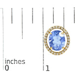 18K Yellow Gold 8X10 MM Blue Fluorite Oval and 1/2 Cttw Diamond Halo Stud Earrings-4 thumbnail 5