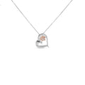 14K rose gold necklace with heart diamond paw and heart pendant