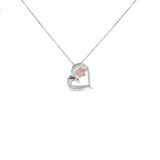 14K rose gold necklace with heart diamond paw and heart pendant thumbnail 1
