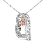 14K Rose Gold Plated Sterling Silver 1/10 Cttw Diamond Paw & Heart Pendant Necklace-3 thumbnail 4